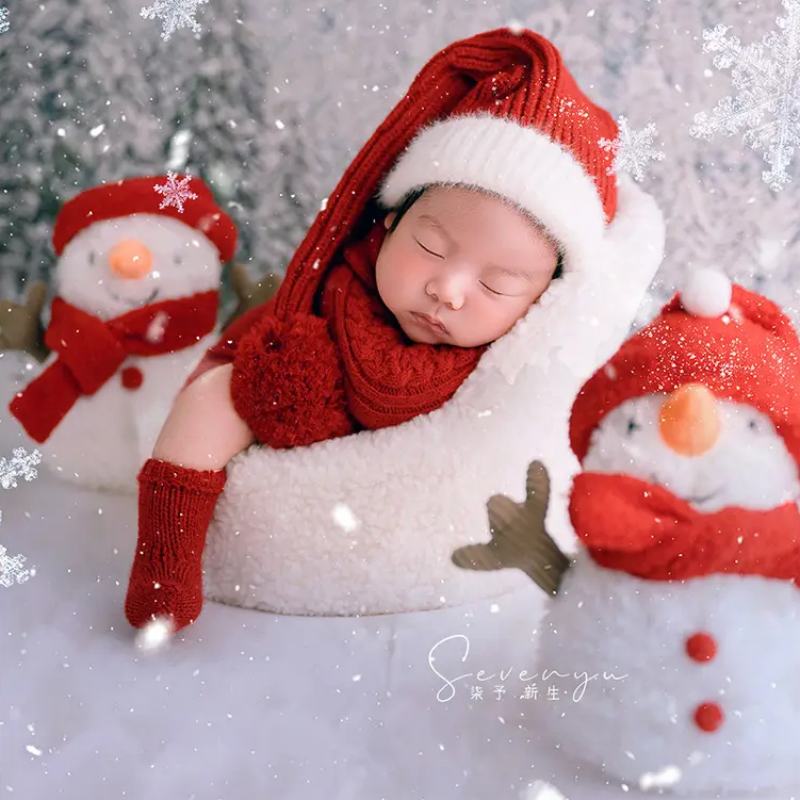 2026 Snowman Theme Set - Red Festive Newborn Photography Props Collection - Image 4